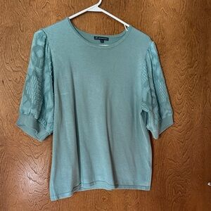 Adrianna Papell Teal Blouse with Textured Sleeves